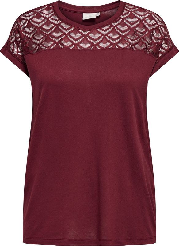 ONLY CARMAKOMA - Top - Zwart - Viscose - Kanten Detail