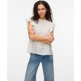 Vero Moda - Vmtrine Sl Lace Top - T-shirt - Sneeuwwit - Katoen