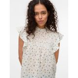 Vero Moda - Vmtrine Sl Lace Top - T-shirt - Sneeuwwit - Katoen