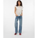 Vero Moda - Vmtrine Sl Lace Top - T-shirt - Sneeuwwit - Katoen