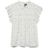 Vero Moda - Vmtrine Sl Lace Top - T-shirt - Sneeuwwit - Katoen