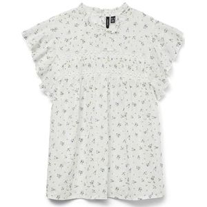 Vero Moda - Vmtrine Sl Lace Top - T-shirt - Sneeuwwit - Katoen