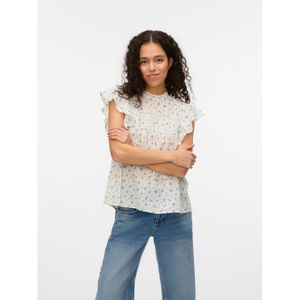 Vero Moda - Vmtrine Sl Lace Top - T-shirt - Sneeuwwit - Katoen