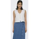 Only - Casual Gilet - Wit - Viscose Katoen Linnen