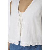 Only - Casual Gilet - Wit - Viscose Katoen Linnen