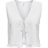 Only - Casual Gilet - Wit - Viscose Katoen Linnen