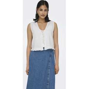 Only - Casual Gilet - Wit - Viscose Katoen Linnen