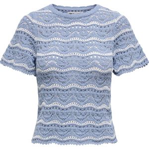 Only - T-shirt - Forever Blue/Cloud Dancer - 65% Gerecycled Katoen