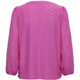 Fuchsia T-shirt - Ronde Hals - 3/4-Mouwen - Regular Fit - Polyester/Elastaan