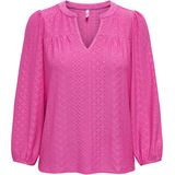 Fuchsia T-shirt - Ronde Hals - 3/4-Mouwen - Regular Fit - Polyester/Elastaan