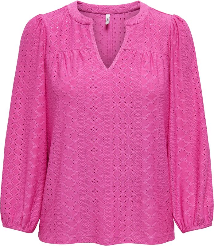 Fuchsia T-shirt - Ronde Hals - 3/4-Mouwen - Regular Fit - Polyester/Elastaan