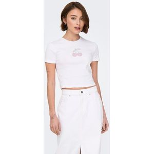 T-shirt - Cropped - Katoen - O-hals - Korte Mouwen - Strik Detail
