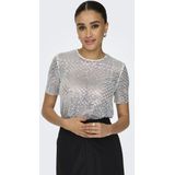 Onlbead - Top - Glitterprint - Cropped - Korte Mouwen - Regular Fit