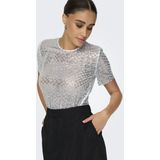Onlbead - Top - Glitterprint - Cropped - Korte Mouwen - Regular Fit