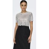 Onlbead - Top - Glitterprint - Cropped - Korte Mouwen - Regular Fit