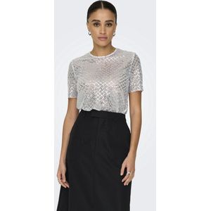 Onlbead - Top - Glitterprint - Cropped - Korte Mouwen - Regular Fit