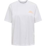 T-shirt - Wit - Oranje/Roze - 100% Katoen