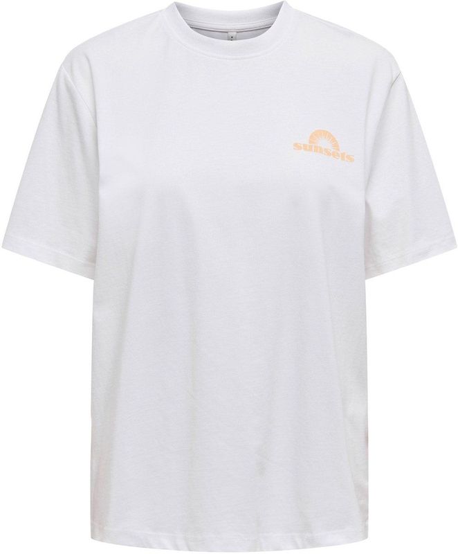 T-shirt - Wit - Oranje/Roze - 100% Katoen