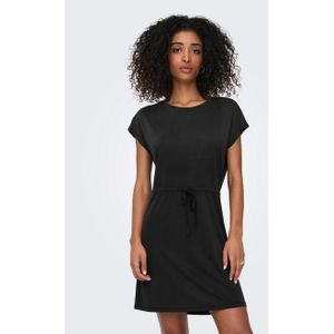 Onlhannah - Korte Jurk - Zwart - Korte Mouwen - O-hals - Riemsluiting
