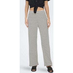 Only - Broek Onleva Stripe Wide Leg Pant - Cloud Dancer/Black - Dames
