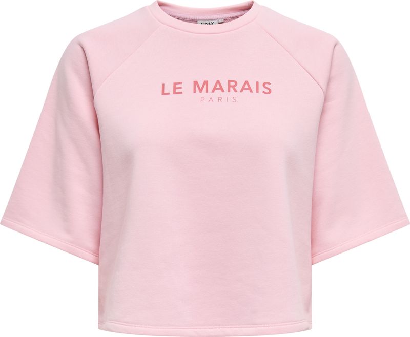 Only - Onlcora SS Print O-Neck SWT - Lichtroze - Katoen/Polyester