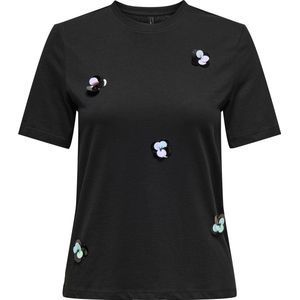 ONLY - ONLOLIVIA - Shirt - Zwart - Pailletten