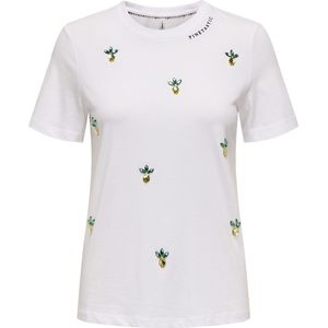 Only - Tops - Dames - Wit - Katoen - Print Patroon T-shirt
