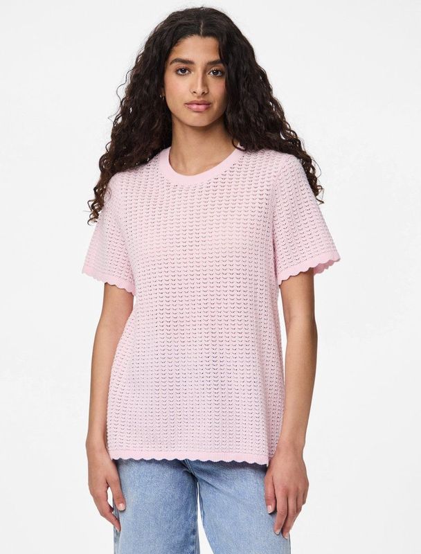 Gebreide Top - Zacht - Ronde Hals - Korte Mouwen - Geribde Manchetten