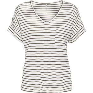 ONLY - ONLIBEN S/S MOSTER V-NECK GLITTER TOPJRS - Blouse - Wit