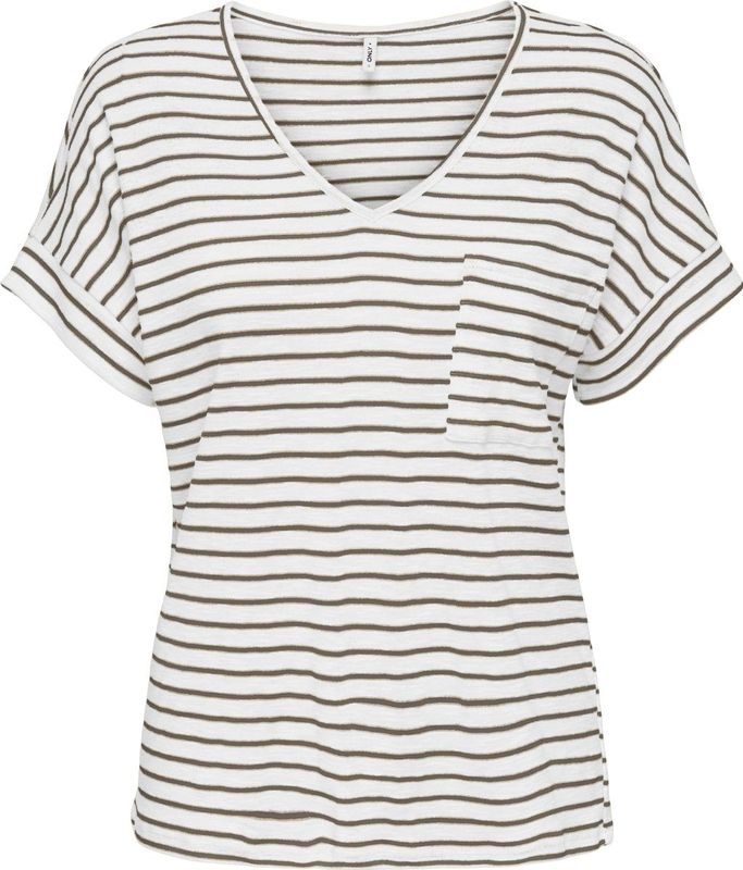 ONLY - ONLIBEN S/S MOSTER V-NECK GLITTER TOPJRS - Blouse - Wit