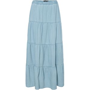PIECES - PCTULA Midi Rok - Light Blue Denim - Denim