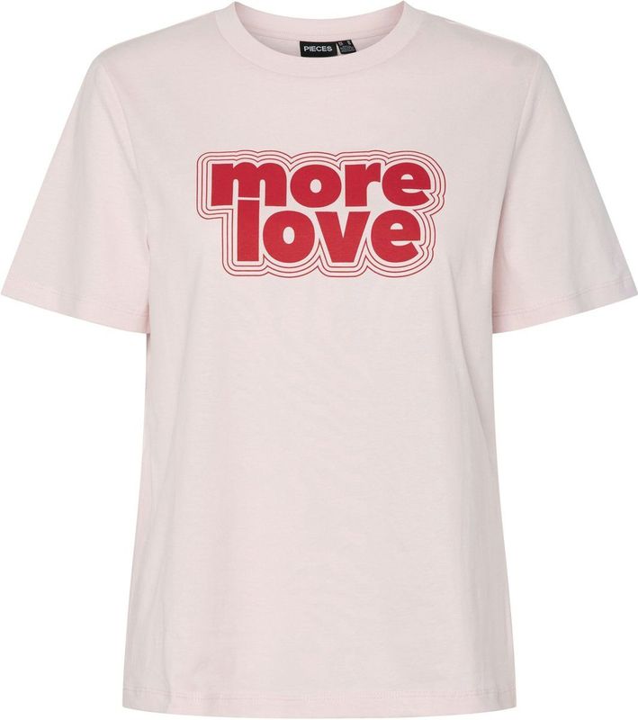 PIECES - Bedrukt T-shirt - Lichtroze - Katoen