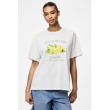 Pieces - Pcthea Ss Printed T-shirt - Wit - Dames T-shirt
