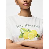 Pieces - Pcthea Ss Printed T-shirt - Wit - Dames T-shirt