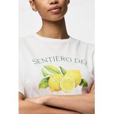 Pieces - Pcthea Ss Printed T-shirt - Wit - Dames T-shirt