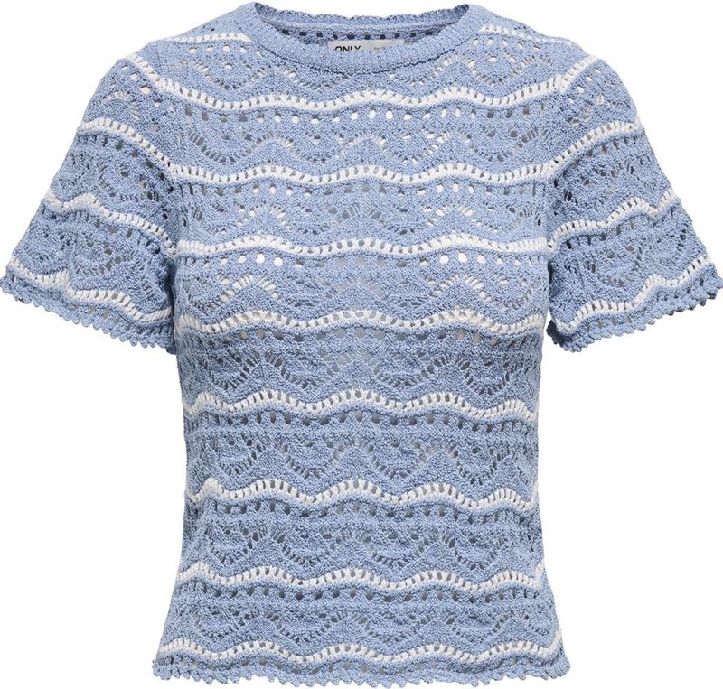 Only - T-shirt - Forever Blue/Cloud Dancer - 65% Gerecycled Katoen