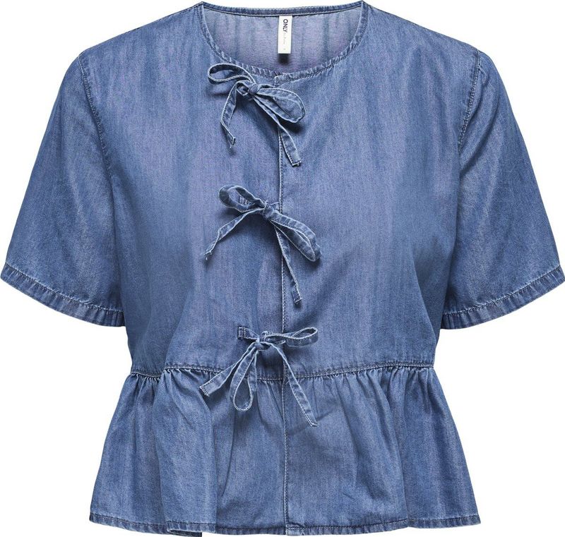 Only - Blouse - Medium Blue Denim - 65% Katoen 35% Lyocell