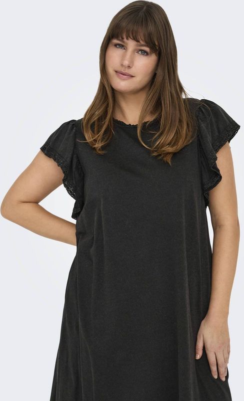 ONLY CARMAKOMA - Midi-jurk - Katoen - Regular Fit - Tot aan de Enkel - Korte Mouwen