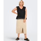 ONLY CARMAKOMA - Top - V-Hals - Korte Mouwen - Broderie Anglaise - Regular Fit