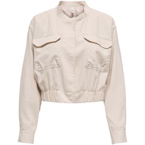 ONLY - Onllis Linen Jacket - Damesjas - Lichtbeige - 1 stuk