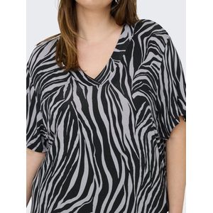 ONLY CARMAKOMA - Casual Jurk - V-Hals - Korte Mouwen - Print - Regular Fit