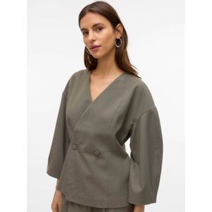 AWARE - Blazer - Groen - V-hals - Lange Mouwen - Polyester en Linnen