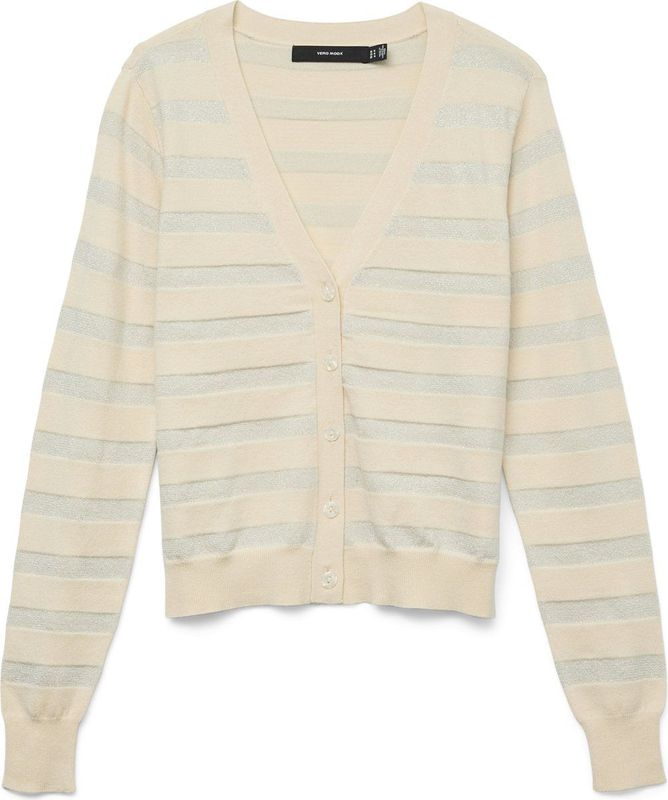 VERO MODA - VMHAPPYSHINE - Gebreid Vest - Crème / Taupe
