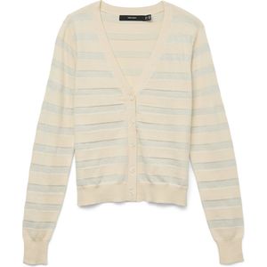 Gebreid Vest - VMHAPPYSHINE - Gestreept - V-hals - Lange Mouw