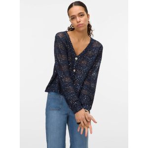 VERO MODA vest donkerblauw fijn gebreid