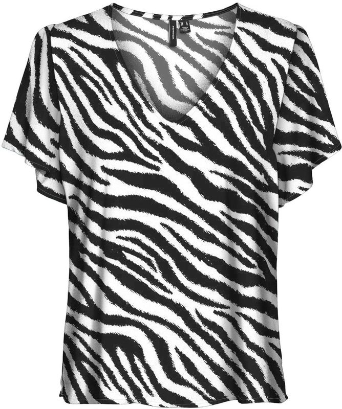 VERO MODA - T-shirt - Ecru - Dames - Regular Fit - Korte Mouwen - V-hals