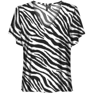 VERO MODA - T-shirt - Ecru - Dames - Regular Fit - Korte Mouwen - V-hals