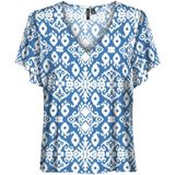 Vero Moda - Blouse - Lichtblauw - V-hals - Korte Mouwen
