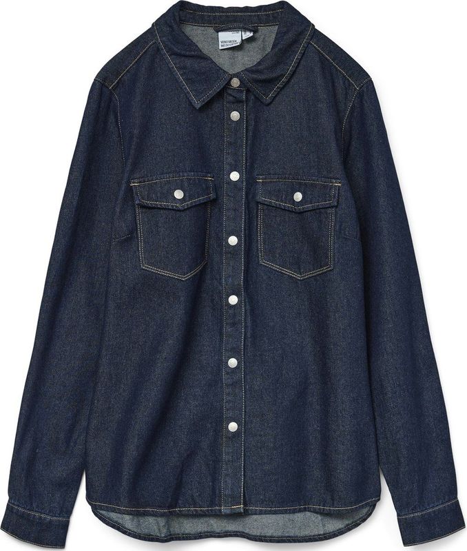 Vero Moda - VMJENNIE - Blouse - Dark Blue Denim - Regular Fit - Lange Mouwen