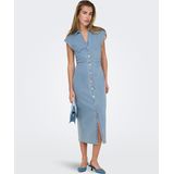 Onlbabe - Midi-jurk - Denim - V-Hals - Kapmouwen - Knoopsluiting - Regular Fit